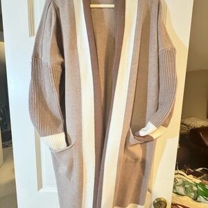 Amazon Women's Tan and Cream Open Cardigan